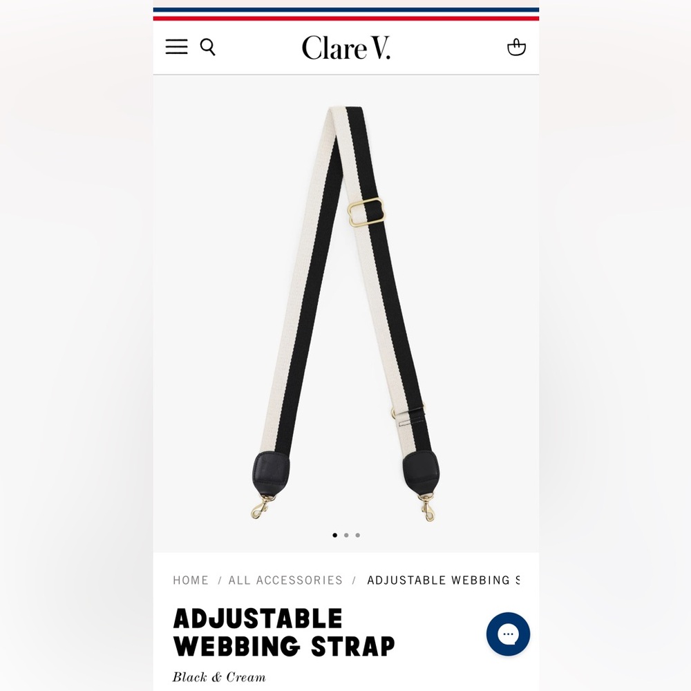 Clare V. Adjustable Webbing Strap 🖤🤍